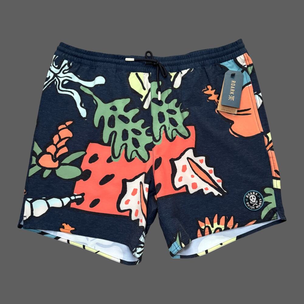 Roark Shorey Trunk 16" Shell Cove Navy Mens Large NWT